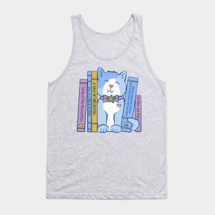 Kitten with Books Cute Cat with Literature Tank Top